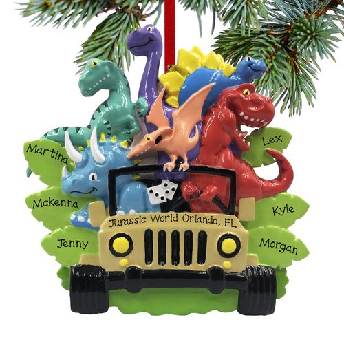 Personalized Dino Family of 6 Christmas Ornament