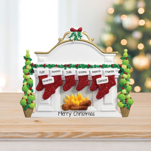 Personalized Mantel with 8 Stockings Tabletop Christmas Ornament