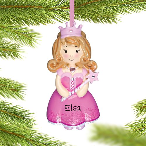 Personalized Princess Girl (Pink) Christmas Ornament