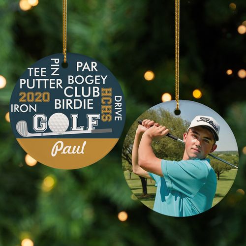 Personalized Golf World Cloud Christmas Ornament