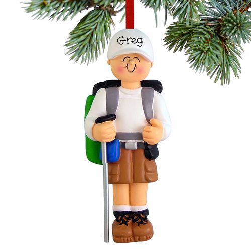 Personalized Hiker Male Christmas Ornament