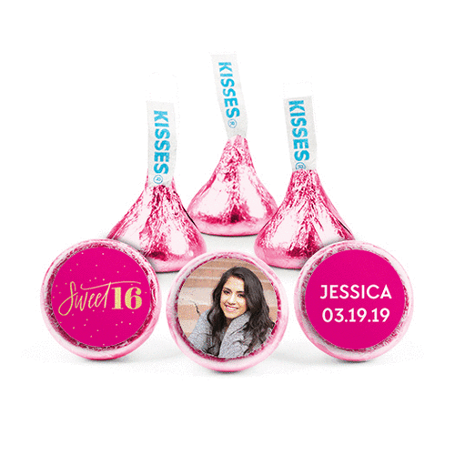 Personalized Bonnie Marcus Birthday Pink & Gold Hershey's Kisses