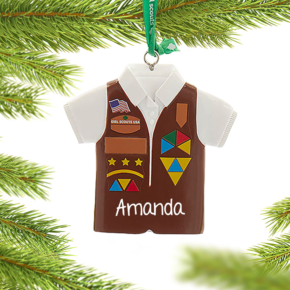 Personalized Girl Scouts of USA Brownies Vest Christmas Ornament ...