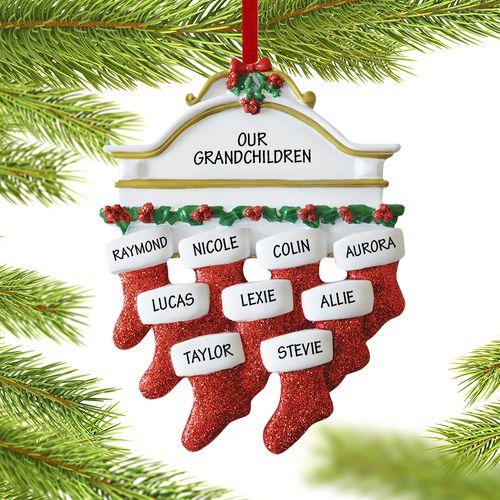 Personalized Stockings Hanging From Mantel 9 Christmas Ornament
