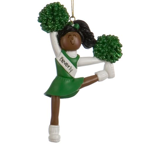 Personalized Cheerleader (Black, Blue, Green, Purple, Red) Christmas Ornament