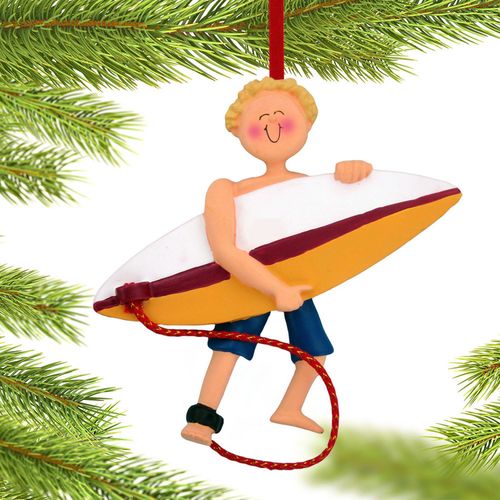 Personalized Surfer Male Christmas Ornament