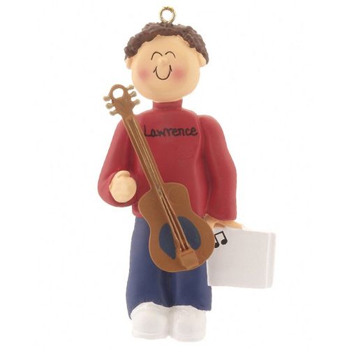 Personalized Guitar Player Male Christmas Ornament