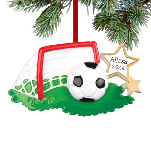 Personalized Soccer Ball and Goal Christmas Ornament