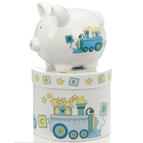 Personalized Mini Duck Train Piggy Bank Christmas Ornament