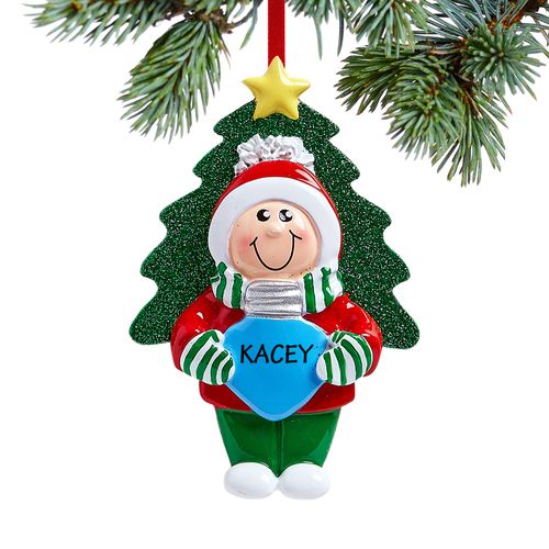 Personalized Boy Holding Christmas Bulb Christmas Ornament