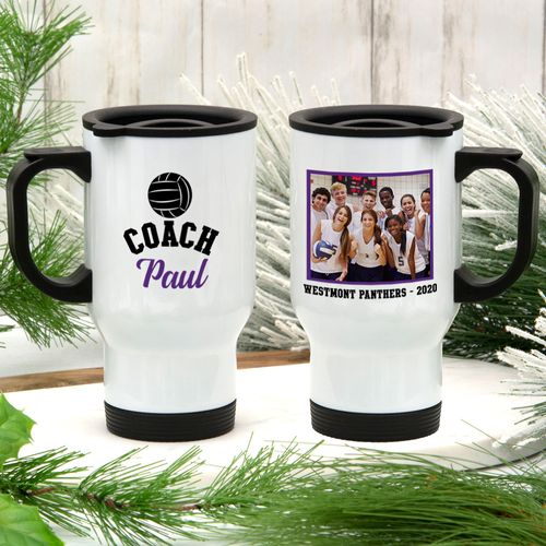 Personalized Travel Mug (14oz) - Volleyball Coach with Photo