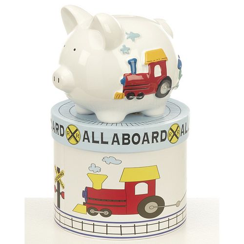 Personalized Mini Train Piggy Bank Christmas Ornament