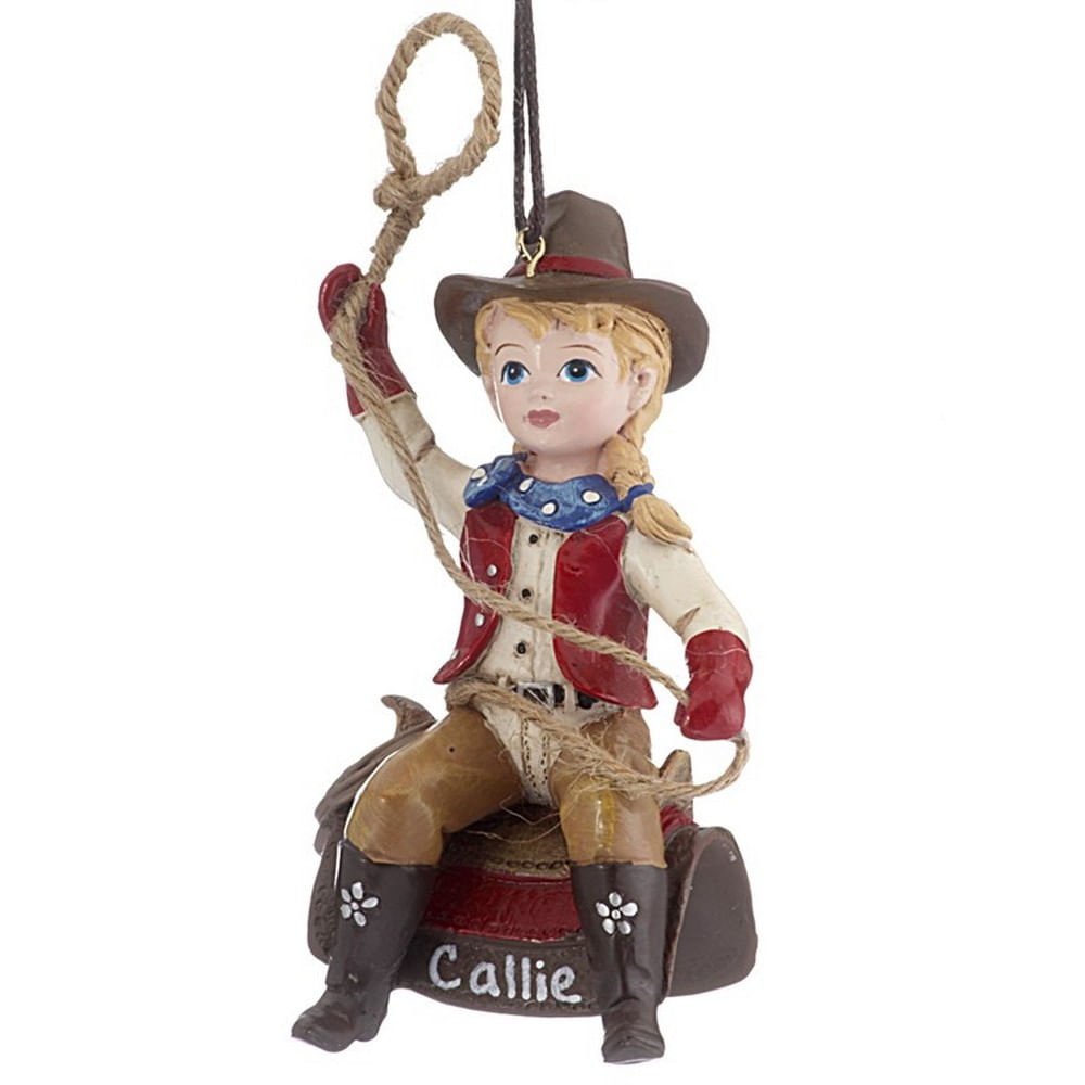 Young Cowgirl with Lasso - Personalized Christmas Ornament | Ornament ...