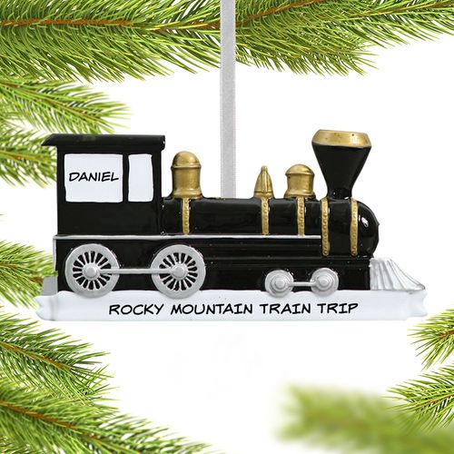 Personalized Black Locomotive Christmas Ornament