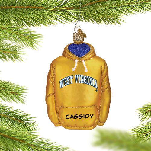 Personalized West Virginia University Hoodie Sweatshirt Christmas Ornament