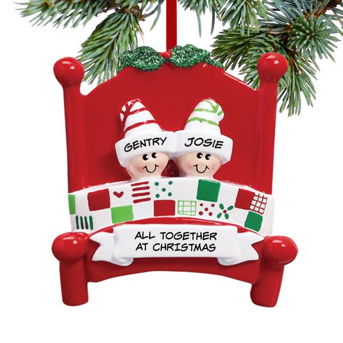 Personalized Bed Family 2 Christmas Ornament