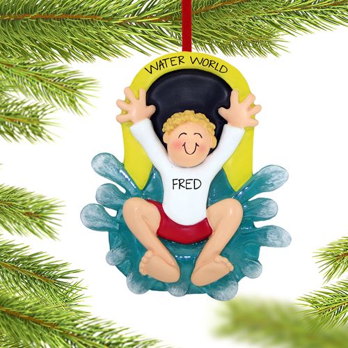 Personalized Water Slide Boy Christmas Ornament