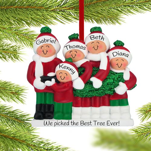 Personalized Buying A Christmas Tree Family of 5 Christmas Ornament