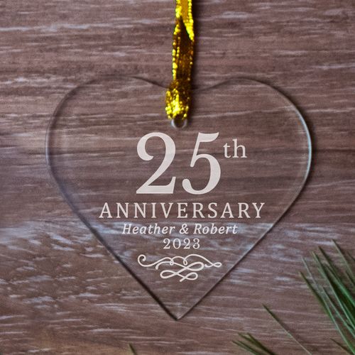 Personalized 25th Anniversary Heart Christmas Ornament