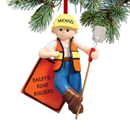 Personalized Road Construction Worker Christmas Ornament