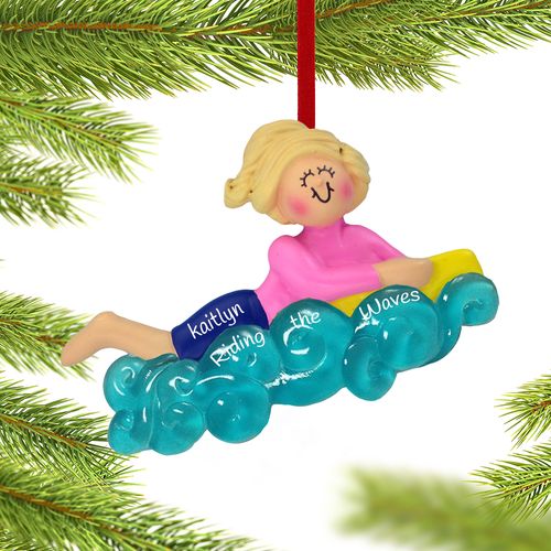 Personalized Boogie Board Girl Christmas Ornament