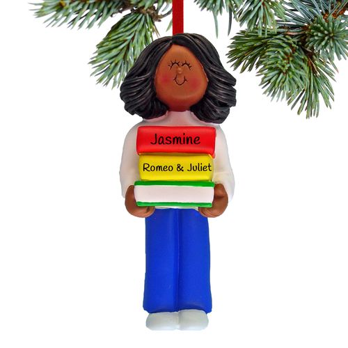 Personalized Reader Girl Christmas Ornament