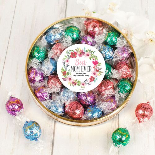 Personalized Mother's Gift Large Plastic Tin with Lindt Truffles (20pcs)