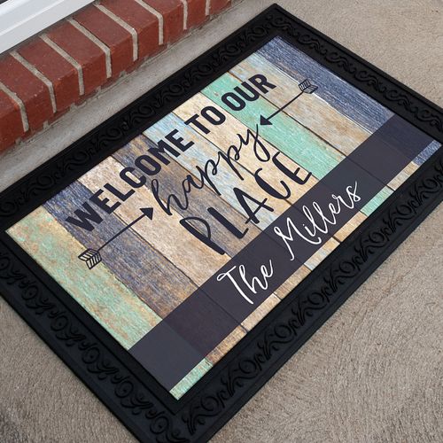 Personalized Doormat Happy Place