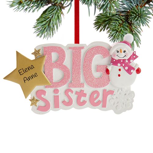 Personalized Big Sister Snowman Christmas Ornament