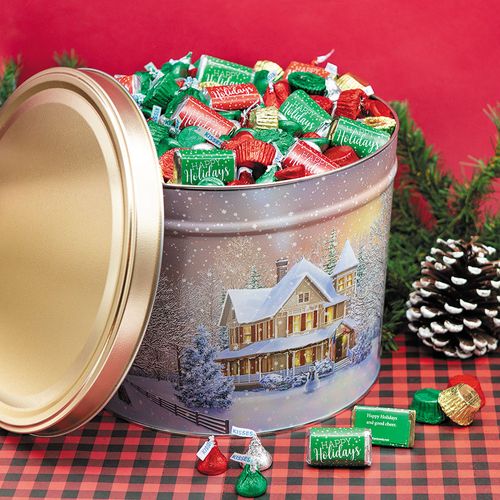 Personalized Home for the Holidays Happy Holidays Hershey's Mix Tin - 8 lb