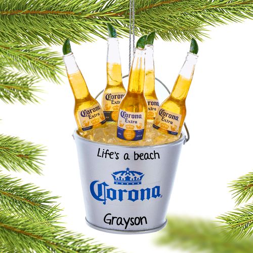 Personalized Corona Bottles in Ice Bucket Christmas Ornament