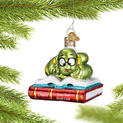 Personalized Bookworm Christmas Ornament