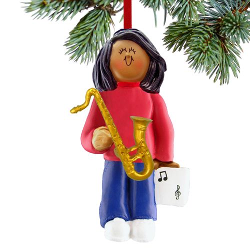 Saxophone Player Female Christmas Ornament