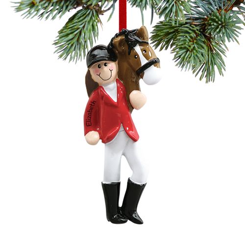 Personalized Equestrian with Horse Christmas Ornament