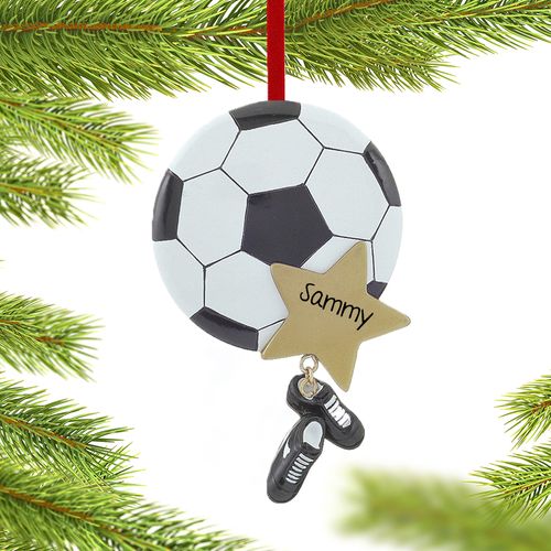 Personalized Soccer Star with Cleats Christmas Ornament
