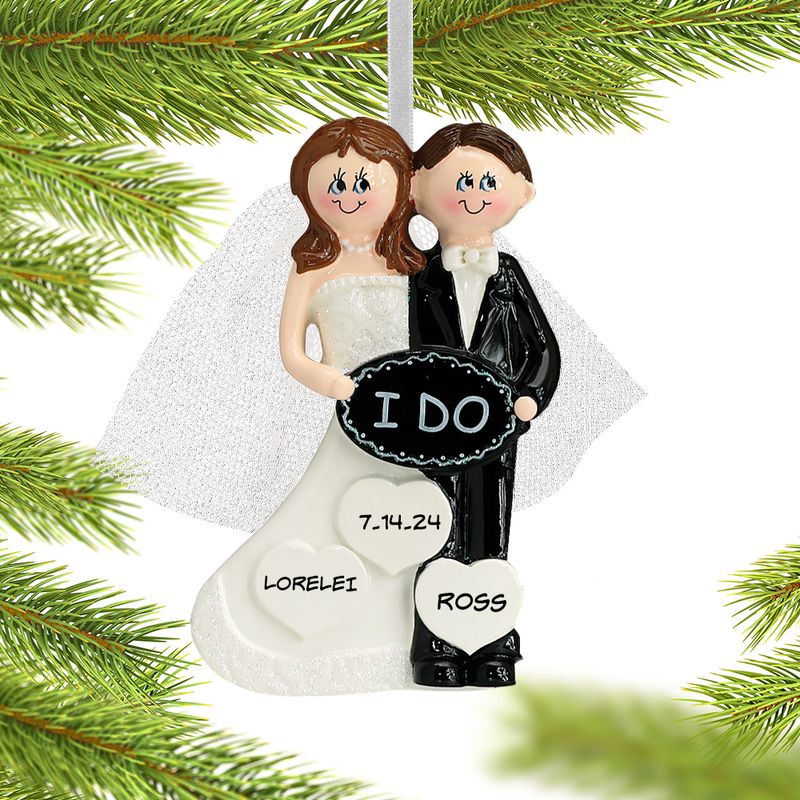 Personalized I Do Wedding Couple Christmas Ornament Personalized