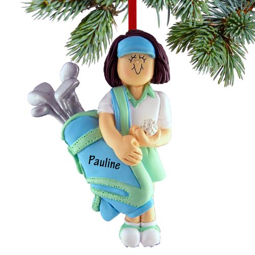 Personalized Golfer Female Christmas Ornament