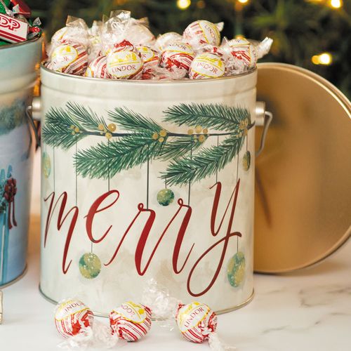 Very Merry Holiday Tin Peppermint Lindt Truffles - 2.6 lb