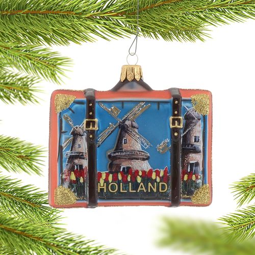 Personalized Holland Travel Suitcase Christmas Ornament