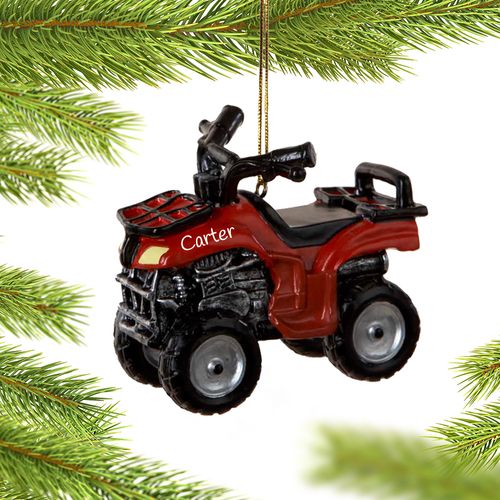 Personalized ATV in Red Christmas Ornament