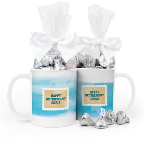 Personalized Retirement Stamps 11oz Mug with Hershey's Kisses