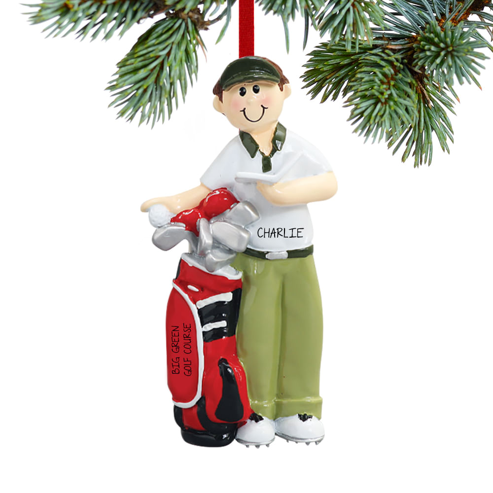 Holiday Golf Cart Glass Christmas Ornament