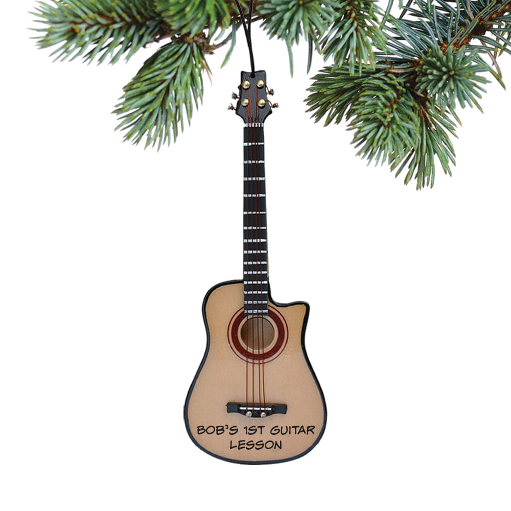 Personalized Acoustic Bass Guitar Christmas Ornament Personalized