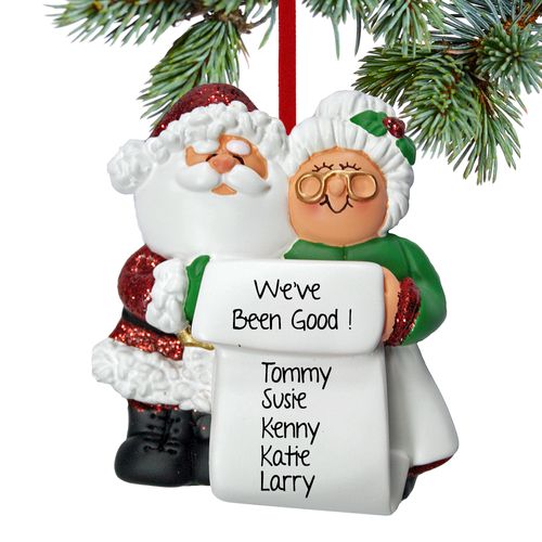 Personalized Mr. & Mrs. Claus List Christmas Ornament