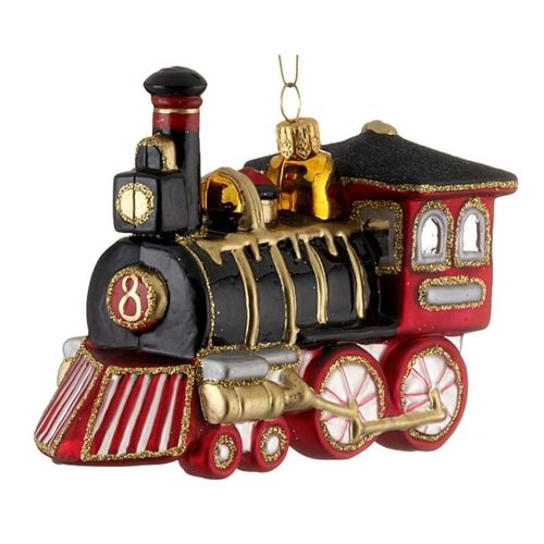 Black and Red Locomotive Christmas Ornament