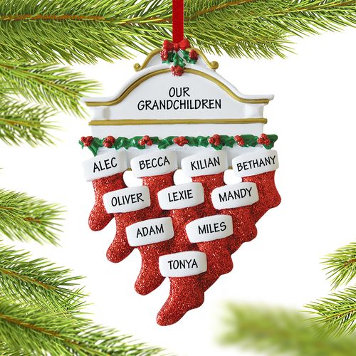 Personalized Stockings Hanging From Mantel 10 Christmas Ornament