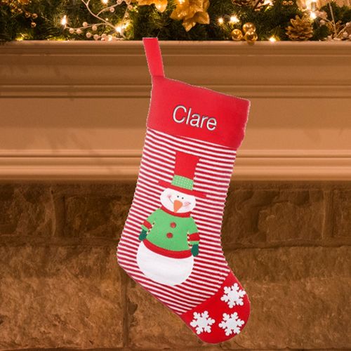 Red Striped Christmas Stocking (Green)