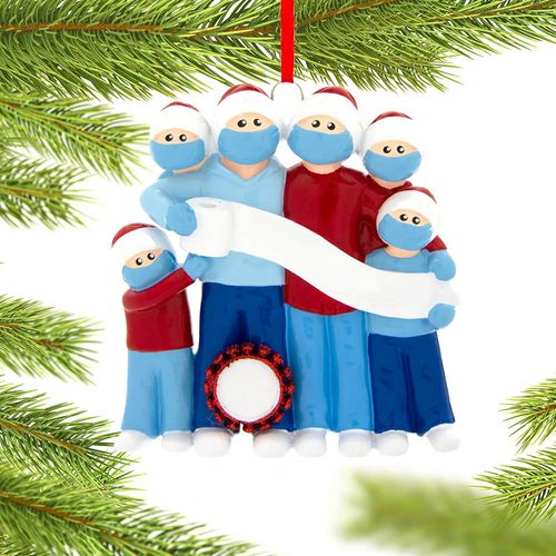 Personalized Vaccine Pandemic Survival Family of 6 Christmas Ornament