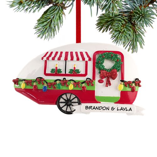 Personalized Christmas Teardrop Camper Christmas Ornament