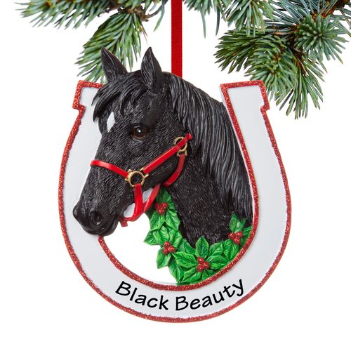 Personalized Black Horse Christmas Ornament